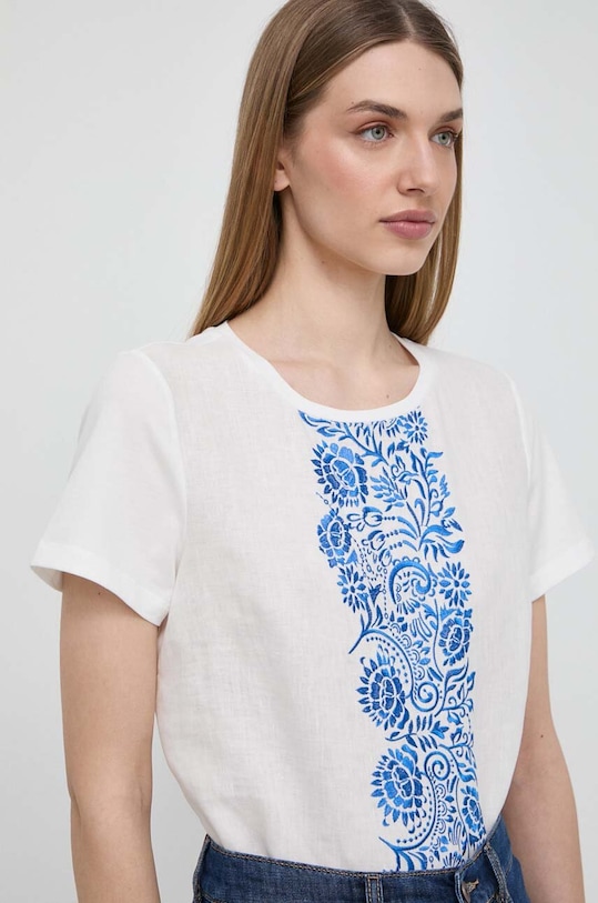 Weekend Max Mara bluzka lniana regular beżowy 2415941072600