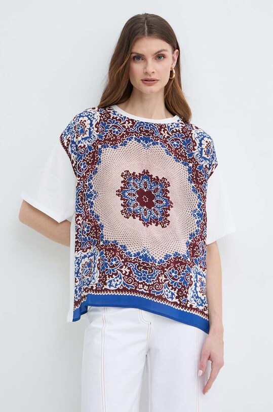 Weekend Max Mara bluzka jedwabna krótki niebieski 2415941112600