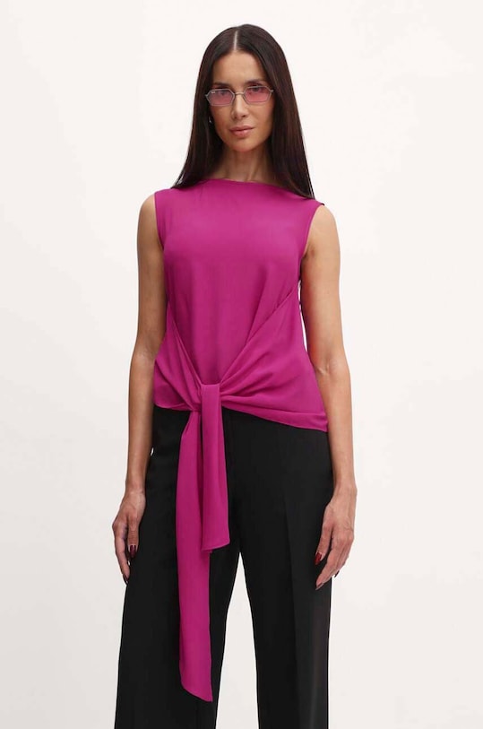 Top s příměsí hedvábí Weekend Max Mara hladký růžová 2415941152600