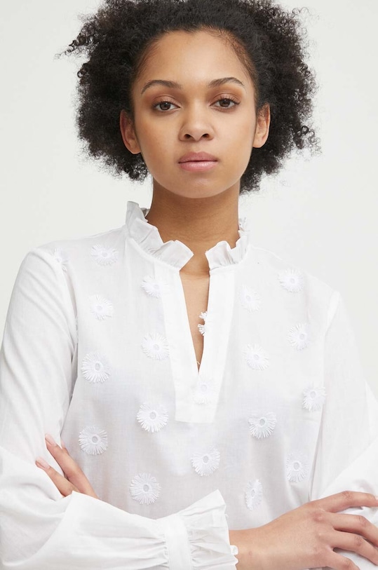 United Colors of Benetton bluzka bawełniana biały 5QAMDQ089