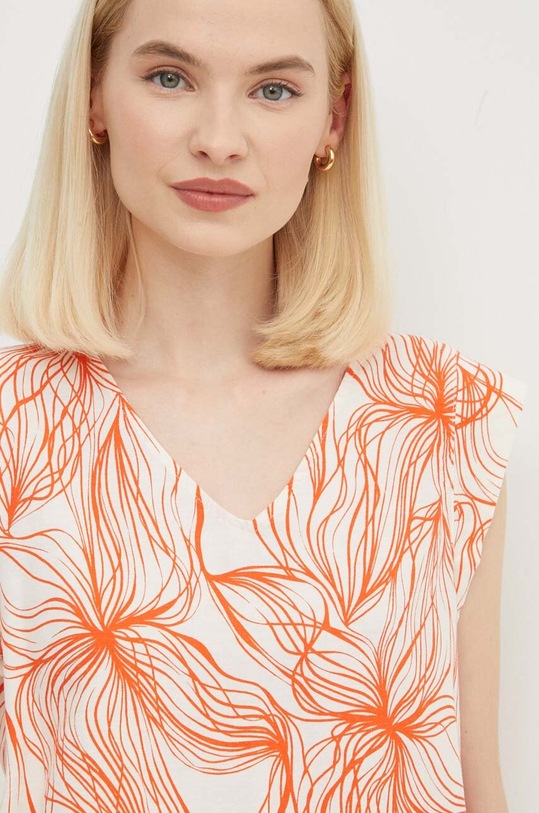 Halenka s lněnou směsí United Colors of Benetton oranžová 5HDGDQ08J