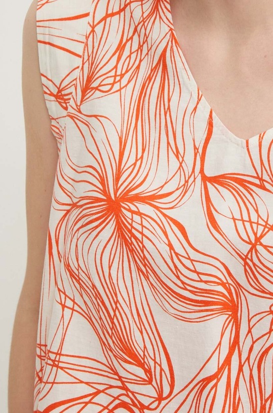 Halenka s lněnou směsí United Colors of Benetton 5HDGDQ08J oranžová