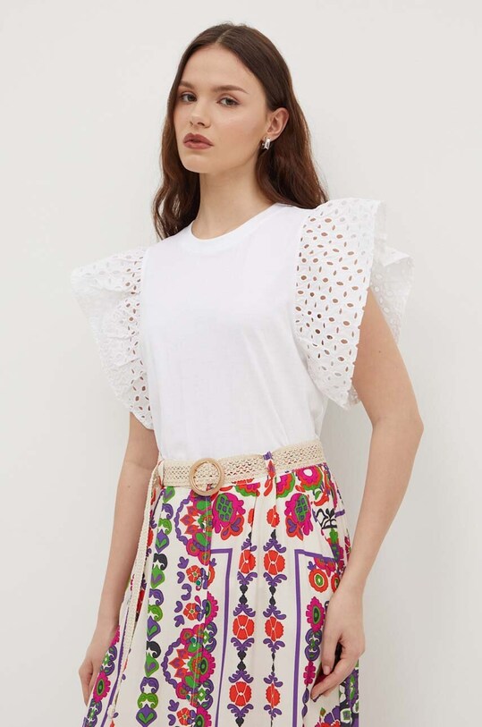 Μπλουζάκι United Colors of Benetton κανονικό λευκό 3S6HD107C