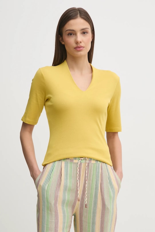 United Colors of Benetton tricou din bumbac uni galben 3GA2D400U