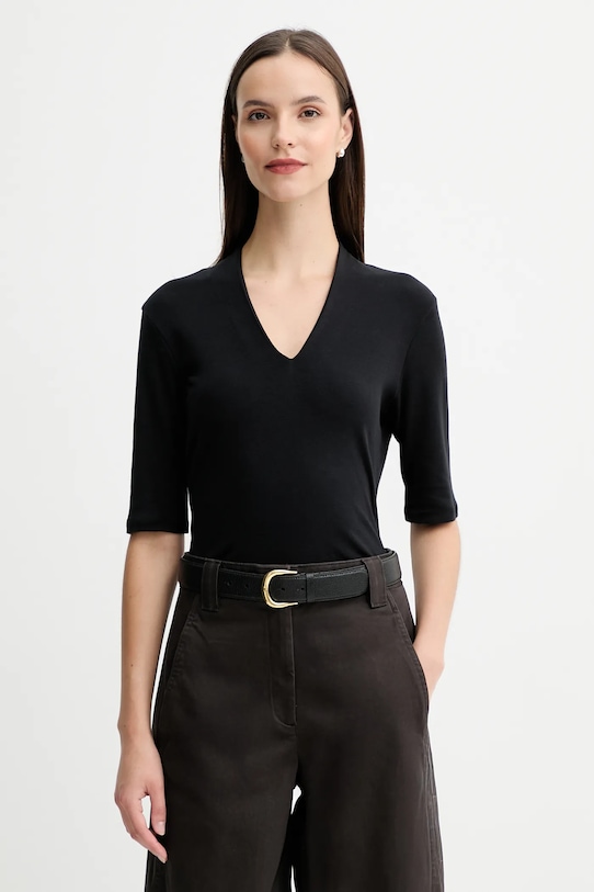 United Colors of Benetton tricou din bumbac uni negru 3GA2D400U