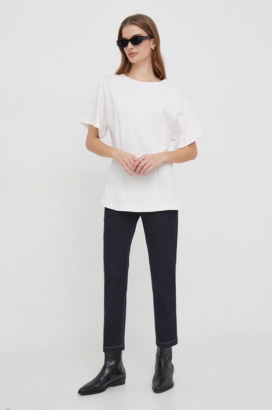 United Colors of Benetton tricou din bumbac 3BL0D106A bej SS24