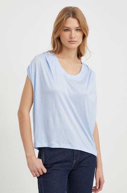 United Colors of Benetton tricou uni albastru 37RTD106E