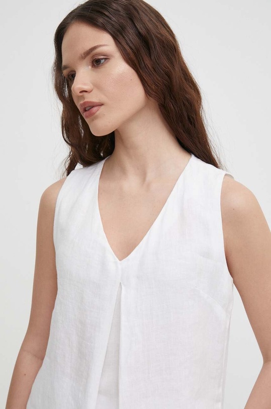 United Colors of Benetton bluzka lniana casual biały 5BMLDQ06W