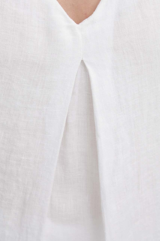 United Colors of Benetton bluzka lniana 5BMLDQ06W biały
