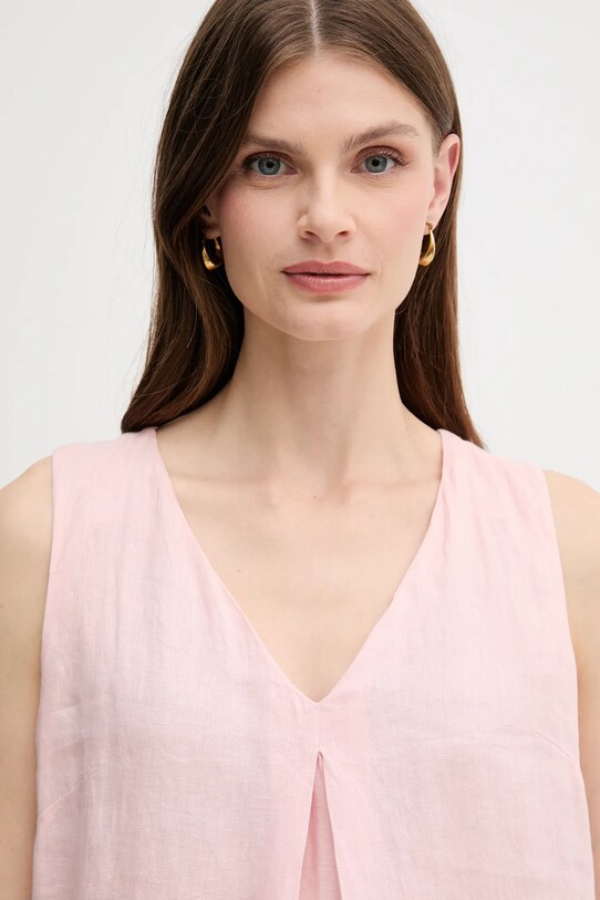 United Colors of Benetton bluzka lniana różowy 5BMLDQ06W