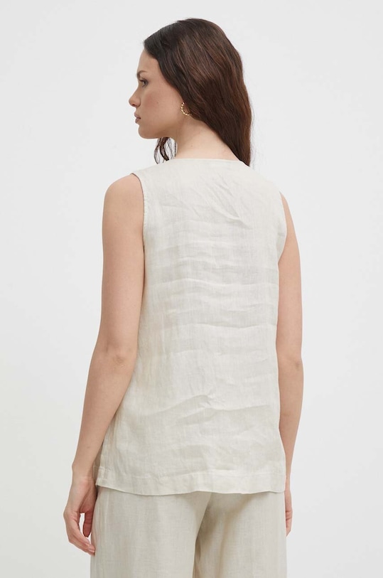 Odzież United Colors of Benetton bluzka lniana 5BMLDQ06W beżowy