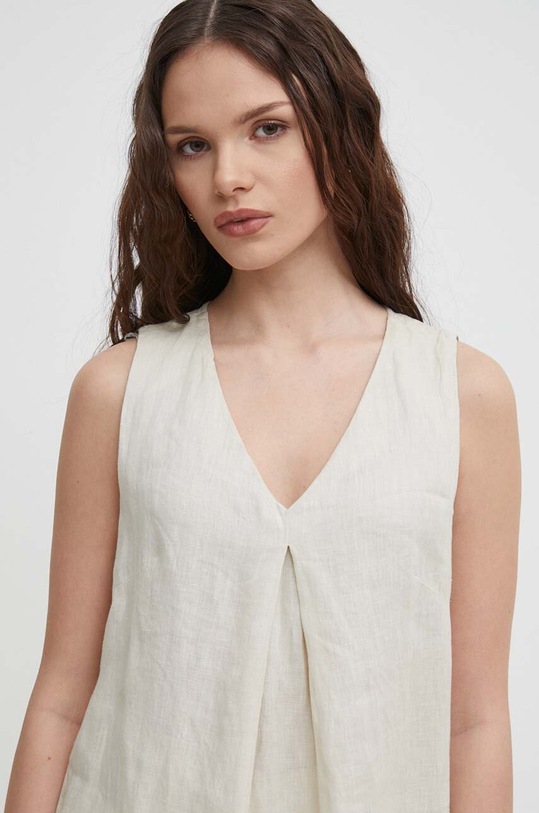 United Colors of Benetton bluzka lniana beżowy 5BMLDQ06W