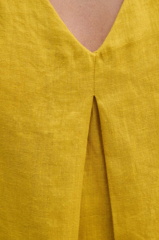 United Colors of Benetton bluzka lniana 5BMLDQ06W żółty