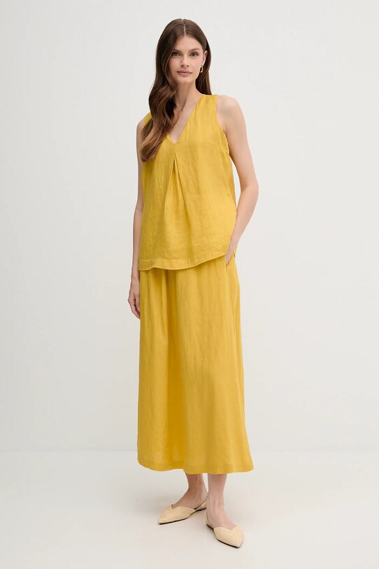 United Colors of Benetton bluzka lniana 5BMLDQ06W żółty SS25