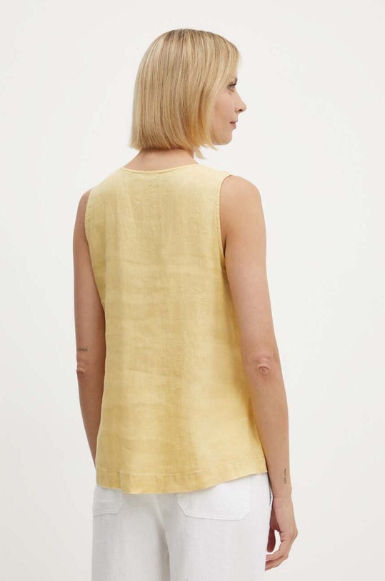 Oblečenie Ľanová blúzka United Colors of Benetton 5BMLDQ06W žltá