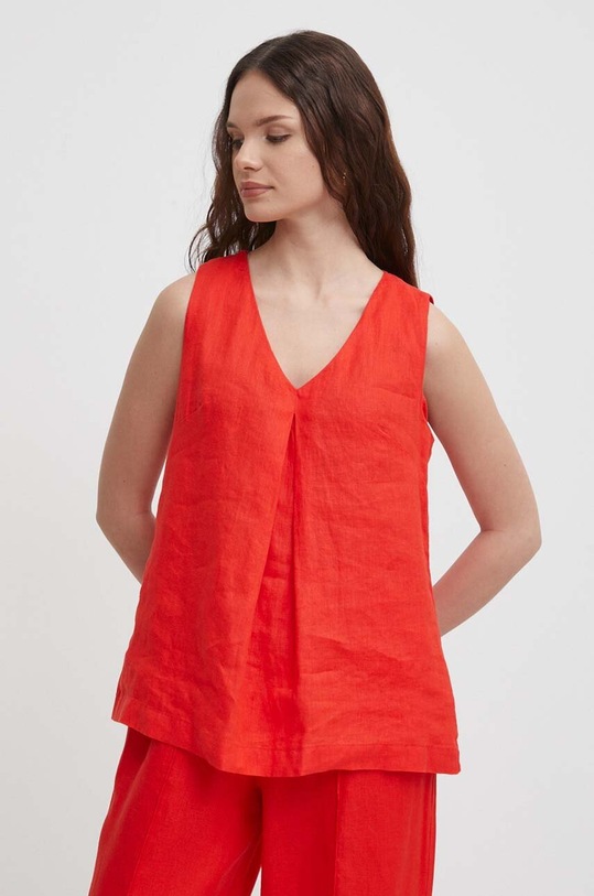 United Colors of Benetton bluză din in rosu 5BMLDQ06W