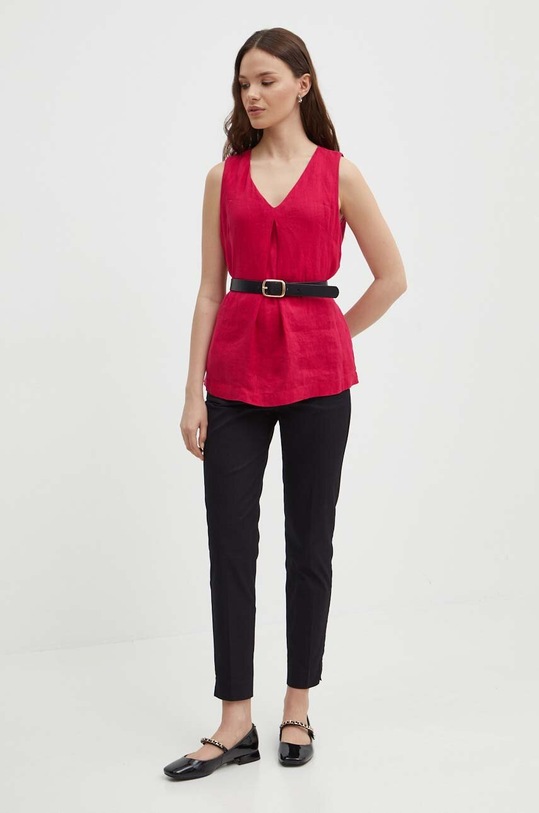 Льняна блузка United Colors of Benetton 5BMLDQ06W рожевий SS25