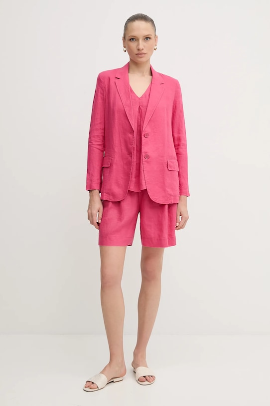 United Colors of Benetton bluză din in 5BMLDQ06W roz SS25