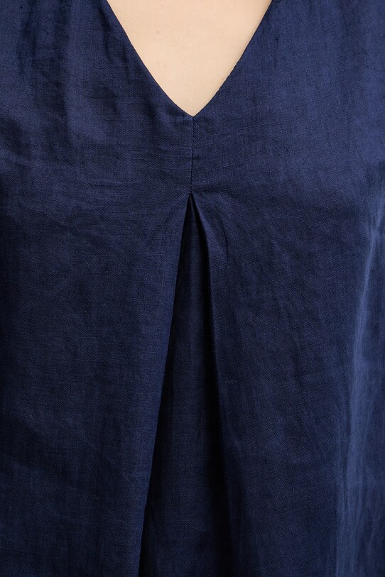 United Colors of Benetton bluză din in bleumarin 5BMLDQ06W