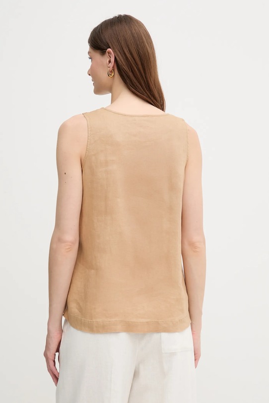 Odzież United Colors of Benetton bluzka lniana 5BMLDQ06W beżowy