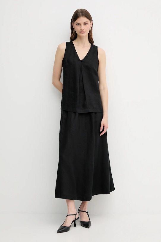 United Colors of Benetton maglietta di lino 5BMLDQ06W nero SS25