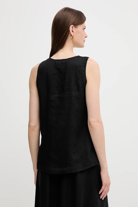 Îmbrăcăminte United Colors of Benetton bluză din in 5BMLDQ06W negru