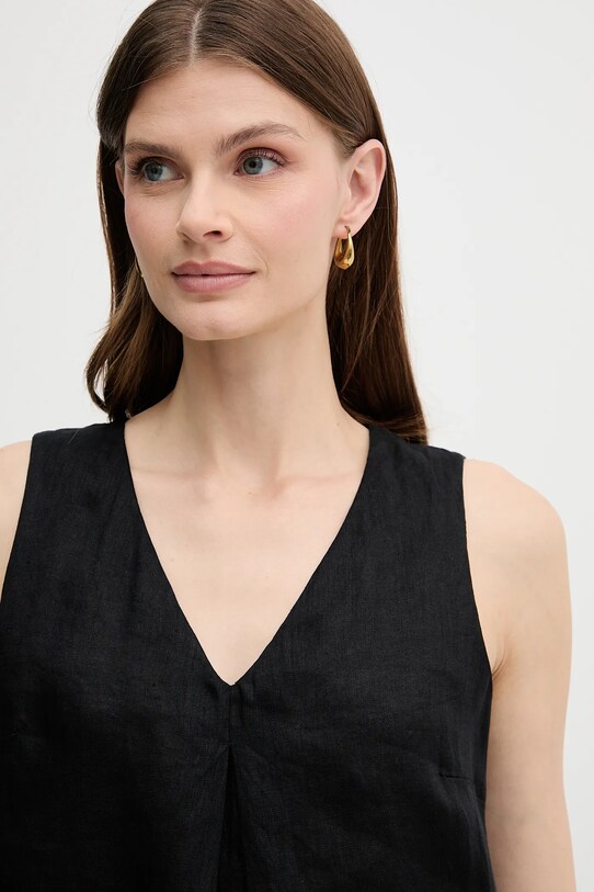 United Colors of Benetton maglietta di lino nero 5BMLDQ06W