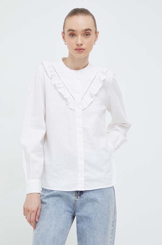Ľanová košeľa Levi's jednofarebný biela A7356