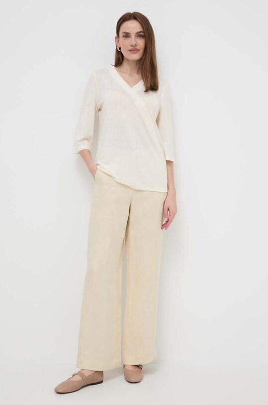 Льняна блузка Max Mara Leisure 2416941058600 бежевий SS24