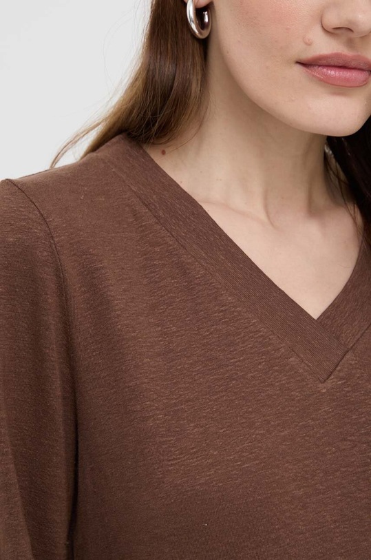 Max Mara Leisure bluzka lniana 2416941058600 brązowy