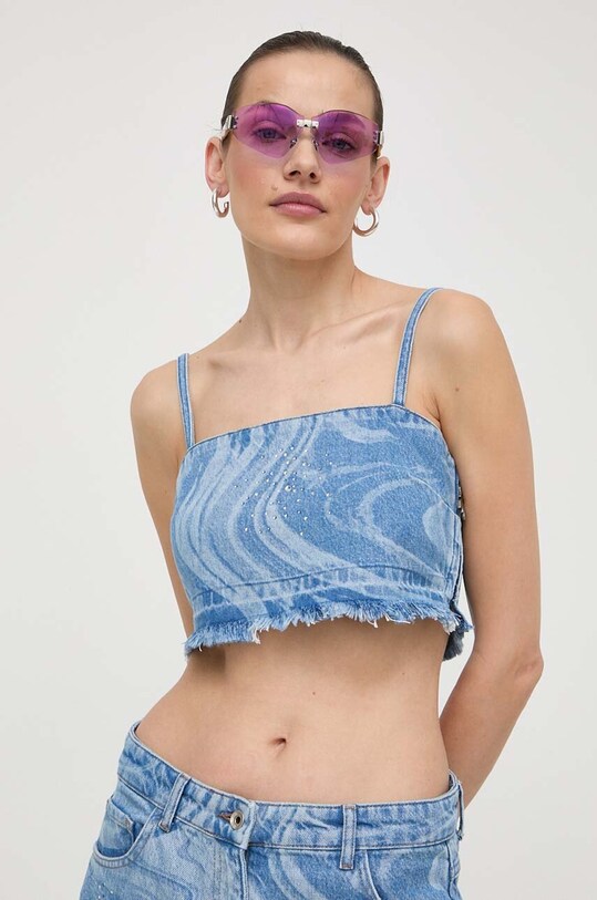 Patrizia Pepe top jeansowy casual niebieski 2C1546.D073
