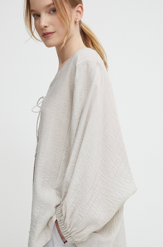 Sisley koszula trzy czwarte beżowy 5OBLLQ06Y