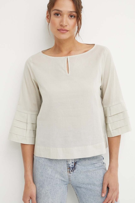 Sisley bluzka bawełniana bawełna beżowy 5HO1LQ059