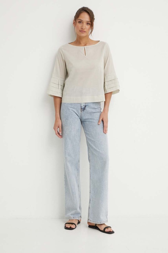 Sisley bluzka bawełniana 5HO1LQ059 beżowy SS24