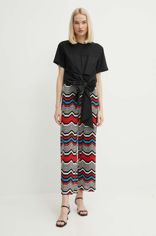 Sisley t-shirt bawełniany 3AIRL105H czarny SS24