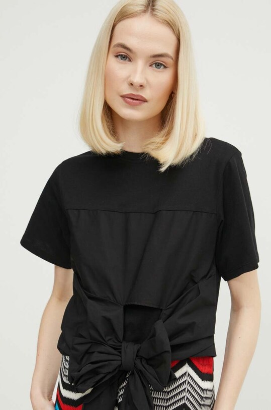 Sisley t-shirt bawełniany czarny 3AIRL105H