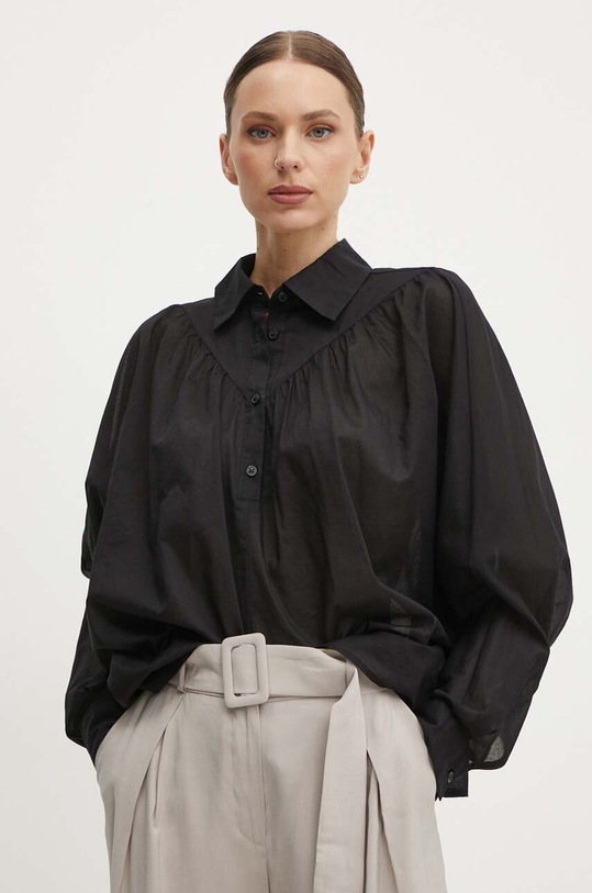 Бавовняна блузка Sisley casual чорний 5HO1LQ06T