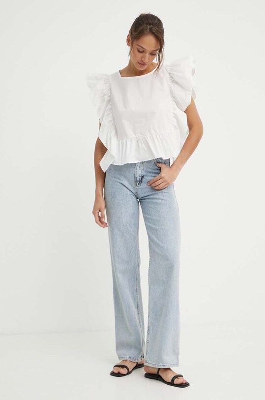 Sisley bluza din bumbac 5WMELQ06O bej SS24
