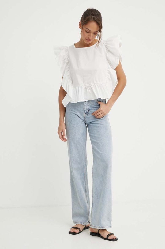 Sisley bluzka bawełniana 5WMELQ06O beżowy SS24