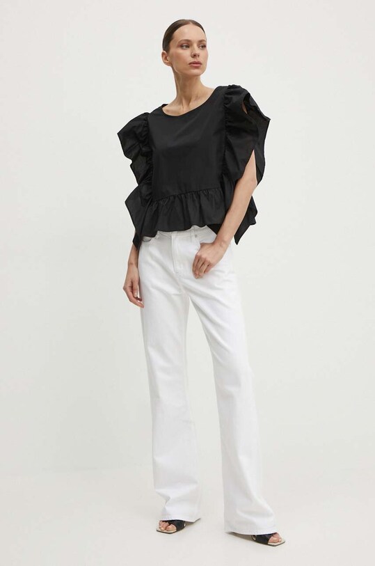 Бавовняна блузка Sisley 5WMELQ06O чорний SS24