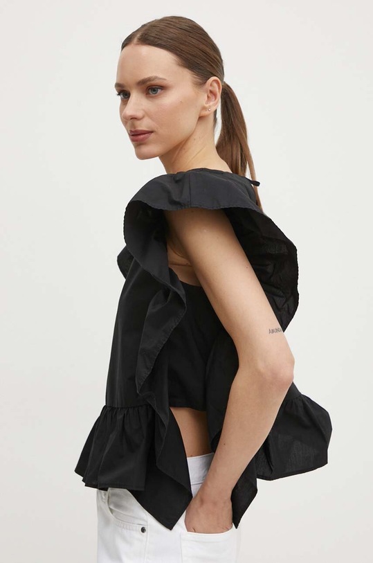 Sisley bluza din bumbac negru 5WMELQ06O