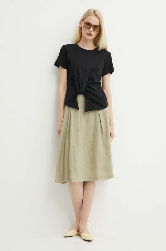 Sisley t-shirt bawełniany 3LANL105D czarny SS24