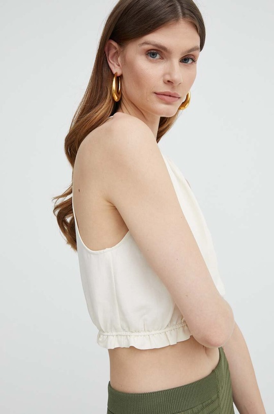 Patrizia Pepe top con aggiunta di lino beige 2C1552.A052