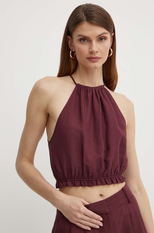 Топ з домішкою льону Patrizia Pepe casual бордо 2C1552.A052