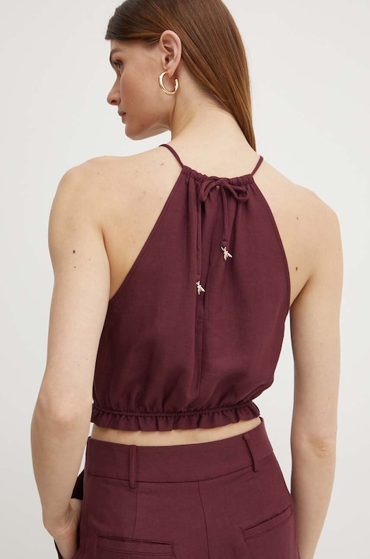 Одяг Топ з домішкою льону Patrizia Pepe 2C1552.A052 бордо