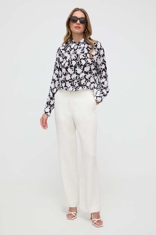MICHAEL Michael Kors koszula z domieszką jedwabiu MS440LCAUY czarny SS24