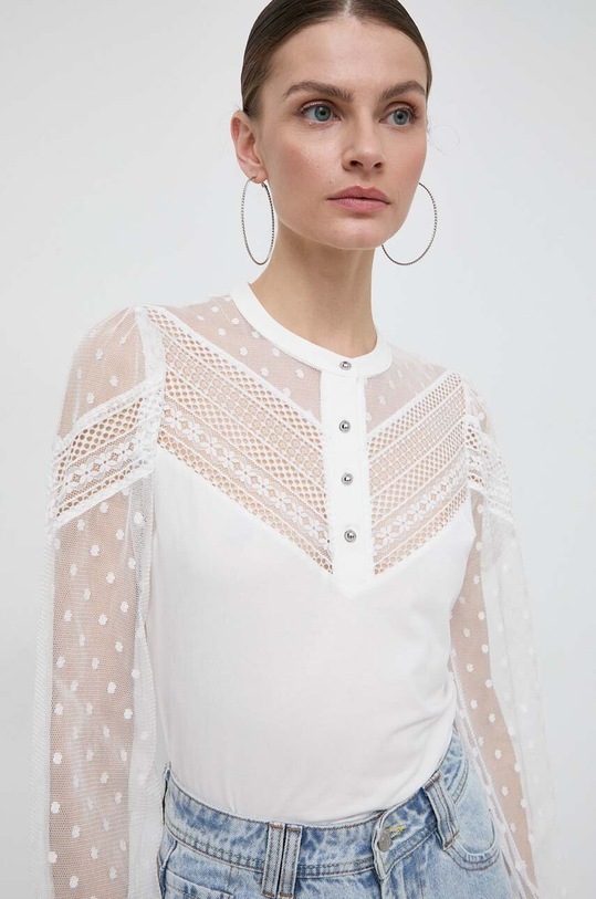 Morgan bluzka TSOFIE z elastanem beżowy TSOFIE.OFF.WHITE