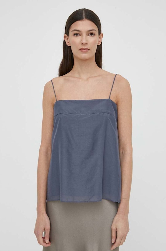 Lovechild top z domieszką jedwabiu regular granatowy 24.2.708.2026