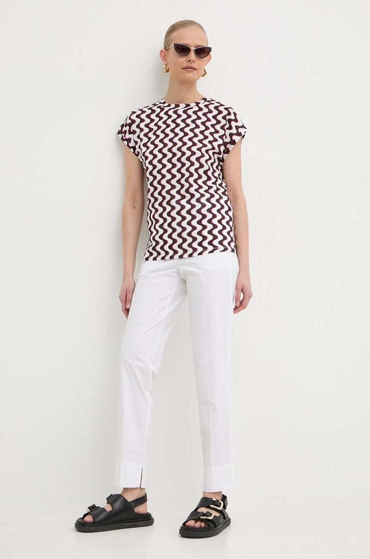 Marella t-shirt bawełniany 2413941022200 brązowy SS24