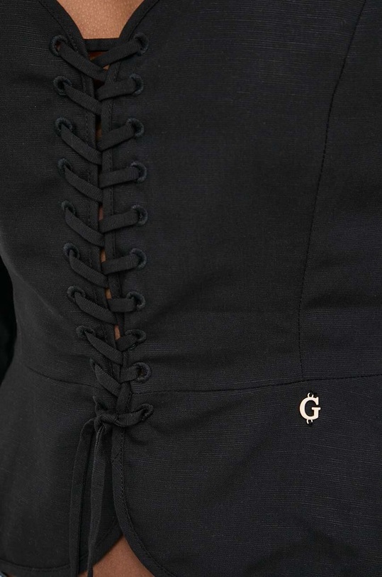 Guess bluzka z domieszką lnu FEDERICA W4GH88.WG7B0 czarny